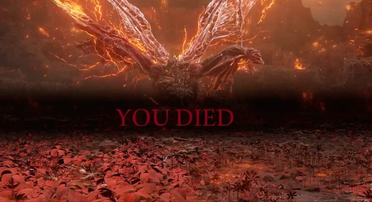 elden ring shadow of the erdtree difficulty - you died appears on the screen fighting bayle