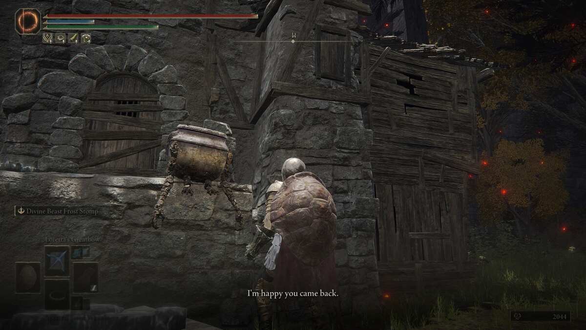 Elden Ring has perfected the disgusting little freak: A player talking to a jar with arms and legs that is sitting on the ledge near a door.