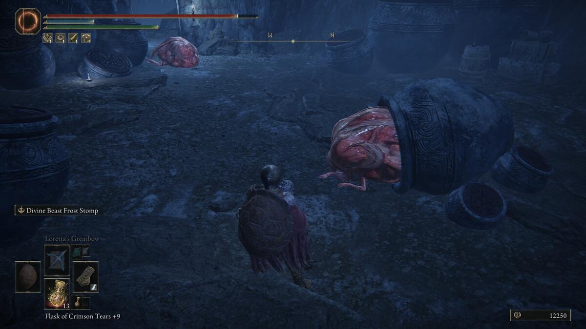 Elden Ring has perfected the disgusting little freak: A pink, fleshy enemy crawls out of a pot with another crawling in the background.
