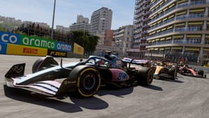 F1 car racing through the city