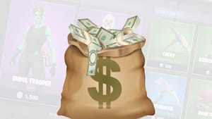 Fortnite account worth: a sack filled with money.