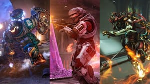 A mech from Borderlands 3, a Spartan from Halo Infinite, and a player in Warframe.