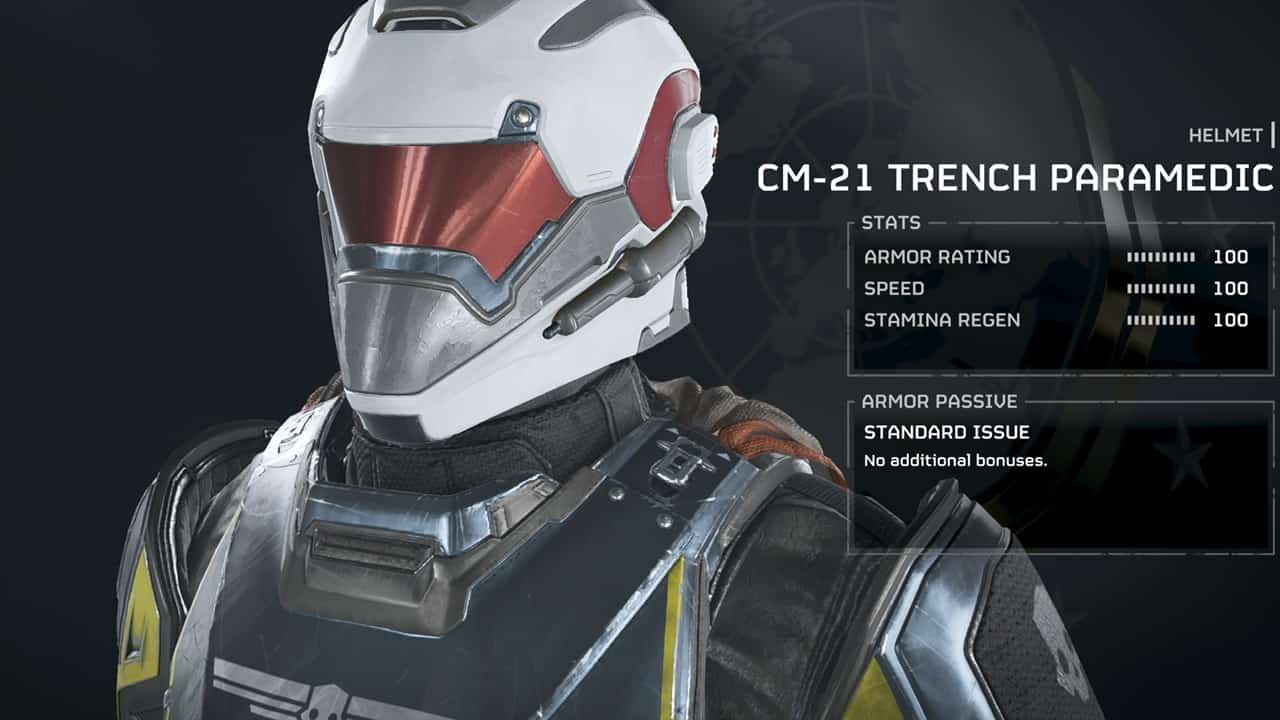 Helldivers 2 best armor: The CM-21 Trench Paramedic helmet in Helldivers 2. Image captured by VideoGamer.