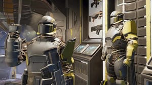 Helldivers 2 best armor: An image of the player saluting next to the game's armory. Image captured by VideoGamer.