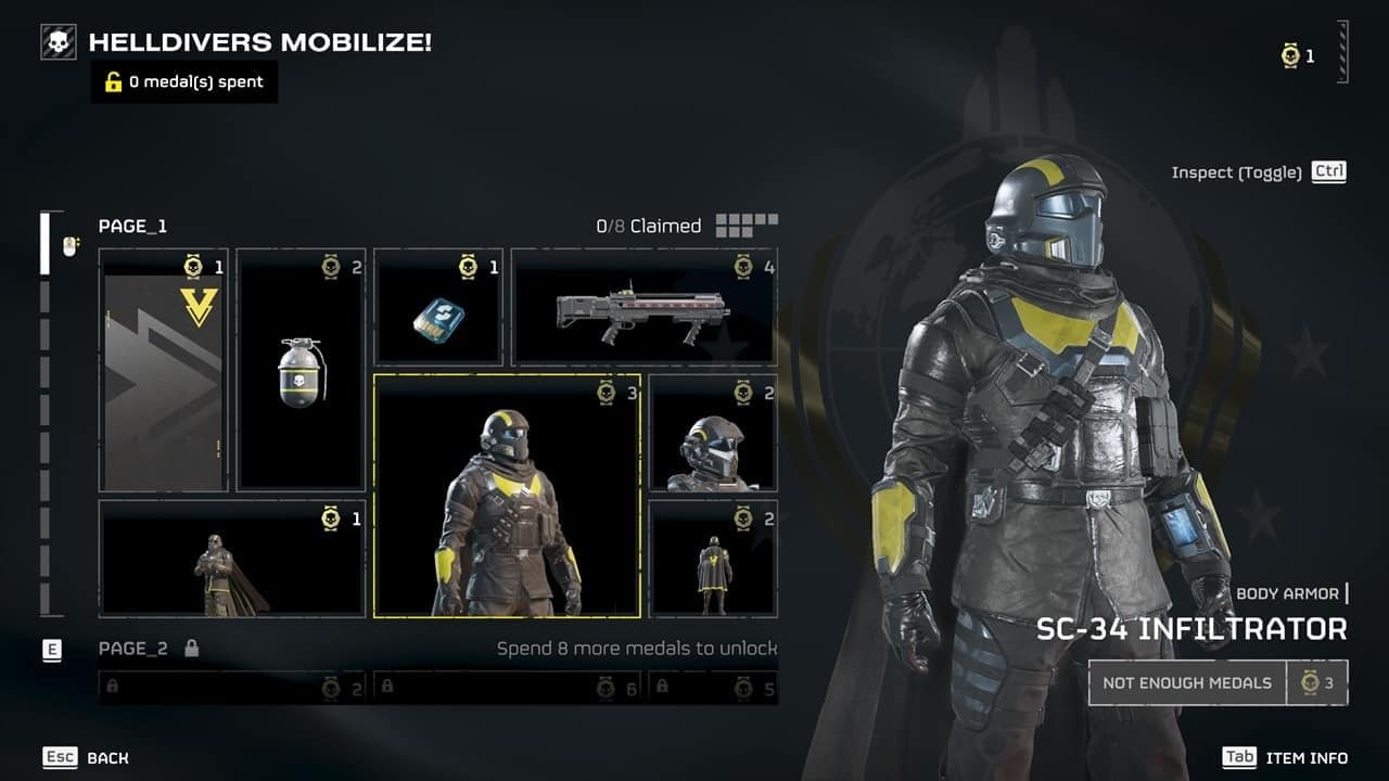 Helldivers 2 best armor: The Helldivers Mobilise battle pass in the game. Image captured by VideoGamer.