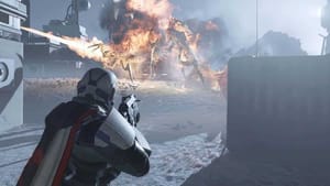 Helldivers 2 best loadouts: A player fighting Terminids with an ally using the flamethrower.