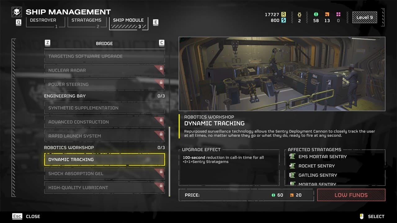 Helldivers 2 best ship modules: The Dynamic Tracking module in the game. Image captured by VideoGamer.