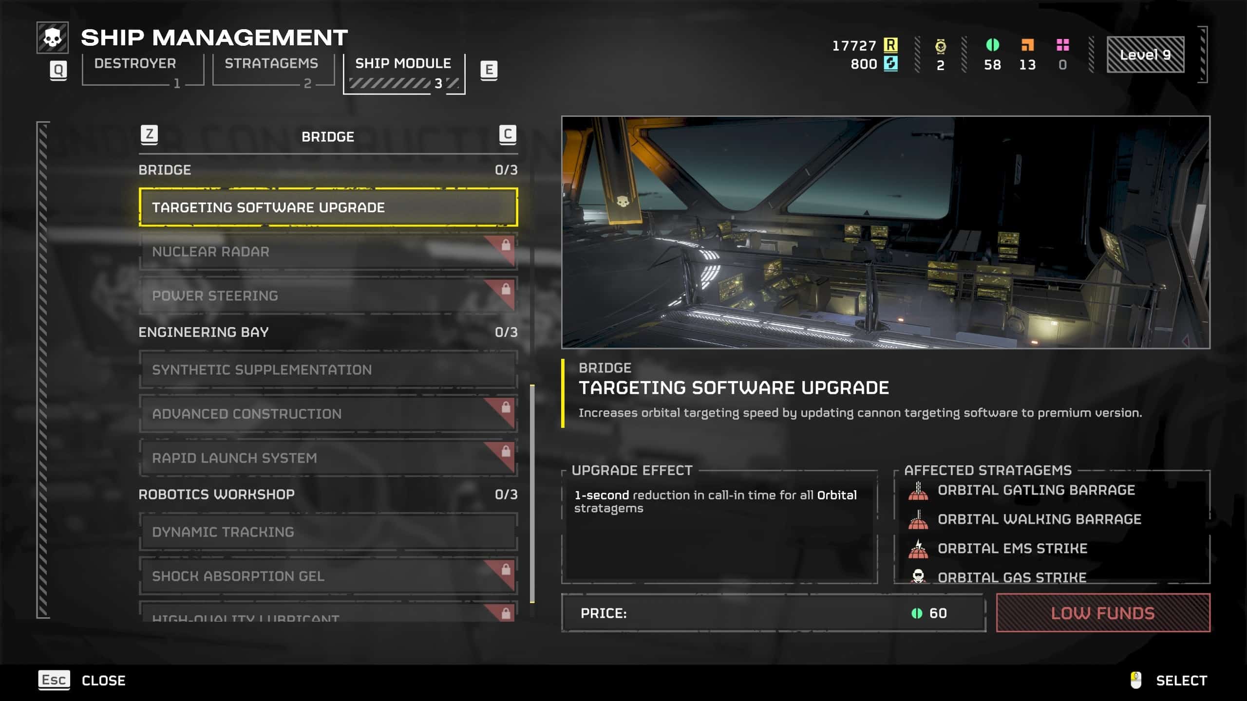 Helldivers 2 best ship modules: The Targeting Software Upgrade module in the game. Image captured by VideoGamer.