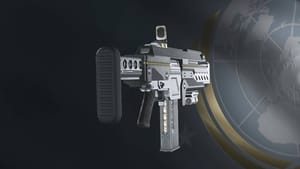 Helldivers 2 best weapons: A Breaker shotgun with a Super Earth background. Image captured by VideoGamer.