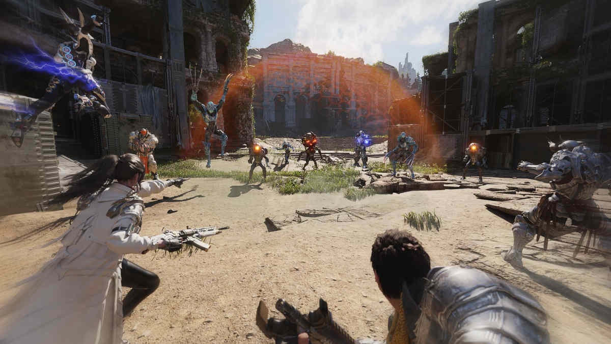 Picture of a party playing The First Descendant together in a coop setting.