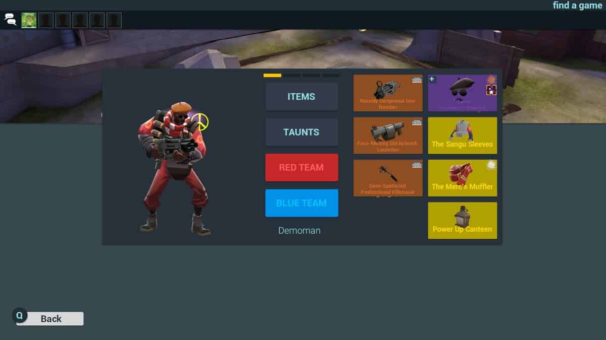 How Valve has treated TF2 is a disgrace: A player's TF2 loadout showing the equipped weapons and cosmetics for a Demoman.