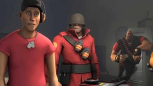 How Valve has treated TF2 is a disgrace: The Scout, Soldier and Heavy from Team Fortress 2 standing around.