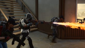 once human release date - a character shoots fire from a gun