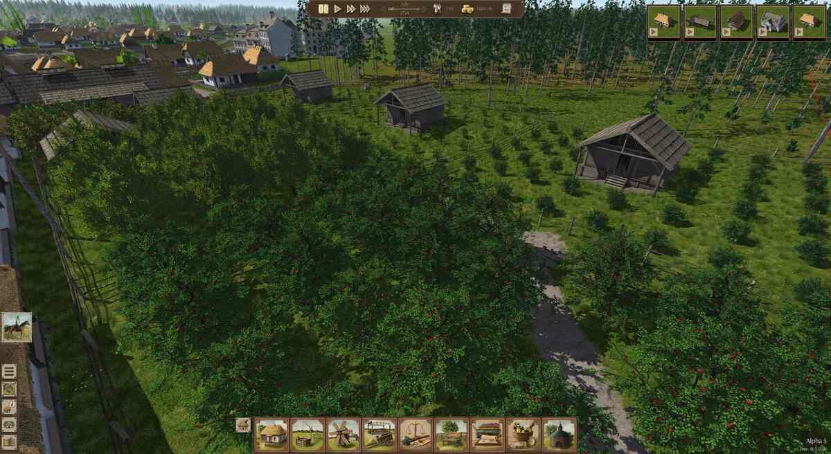 An aerial view of a village in a forested area in Ostriv