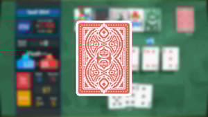 An image of a playing card on a table from the Balatro Plasma Deck.