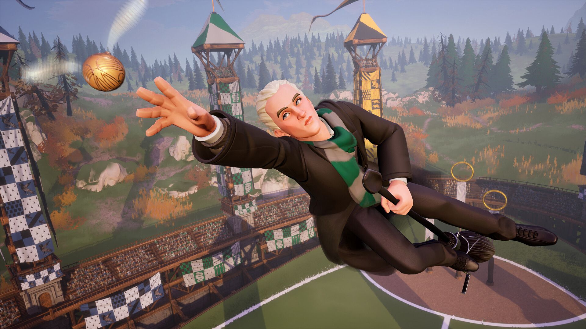 Harry Potter Quidditch Champions release date - a boy with white hair rides a broom