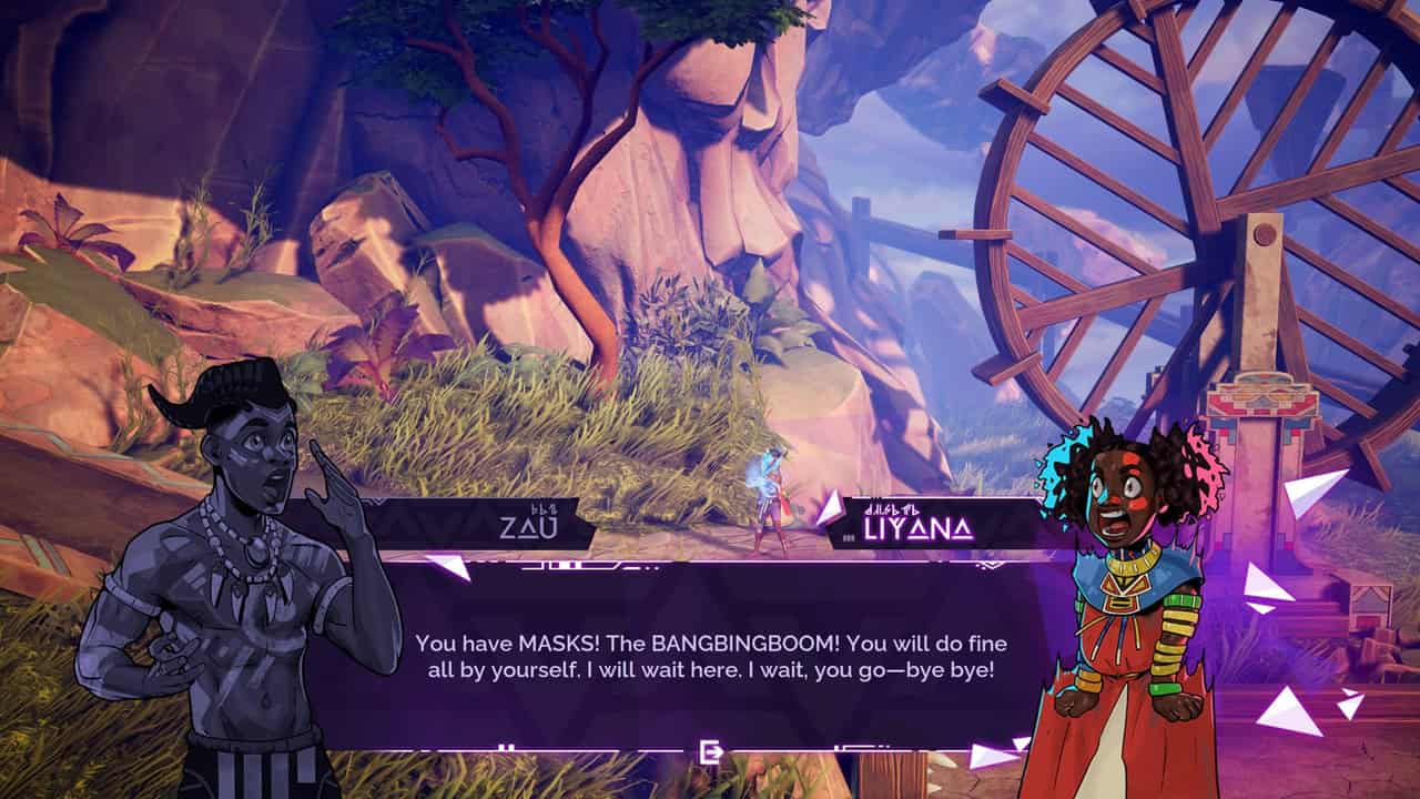 Tales of Kenzera Zau review: A player meets Liyana in the game. Image captured by VideoGamer.