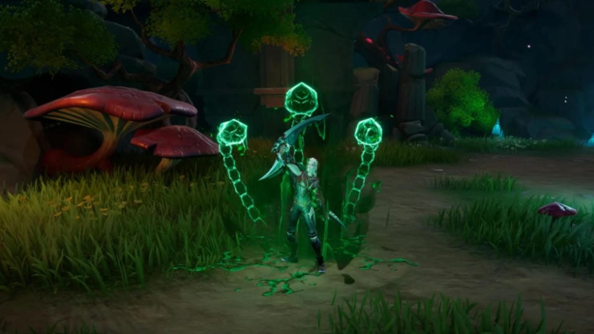 A picture of a rogue guarded by three magical serpents.