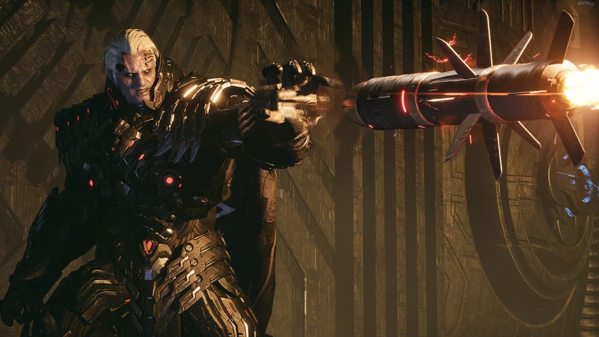Karel stops a missile in a cinematic in The First Descendant.