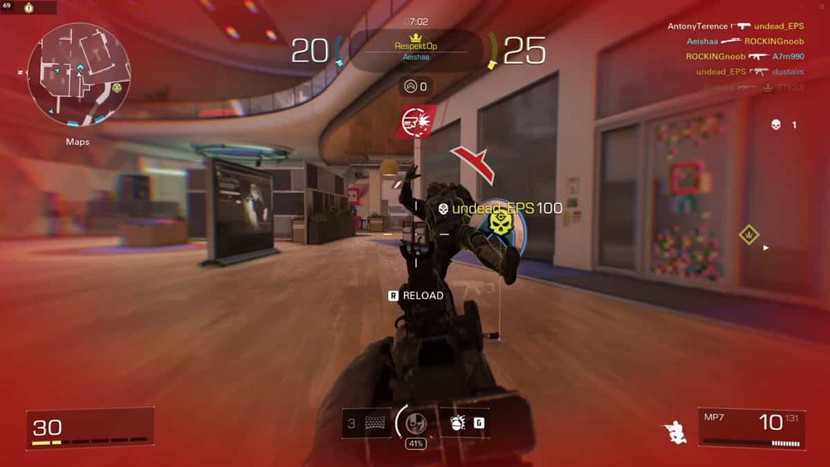 A player beats an opponent with an SMG.