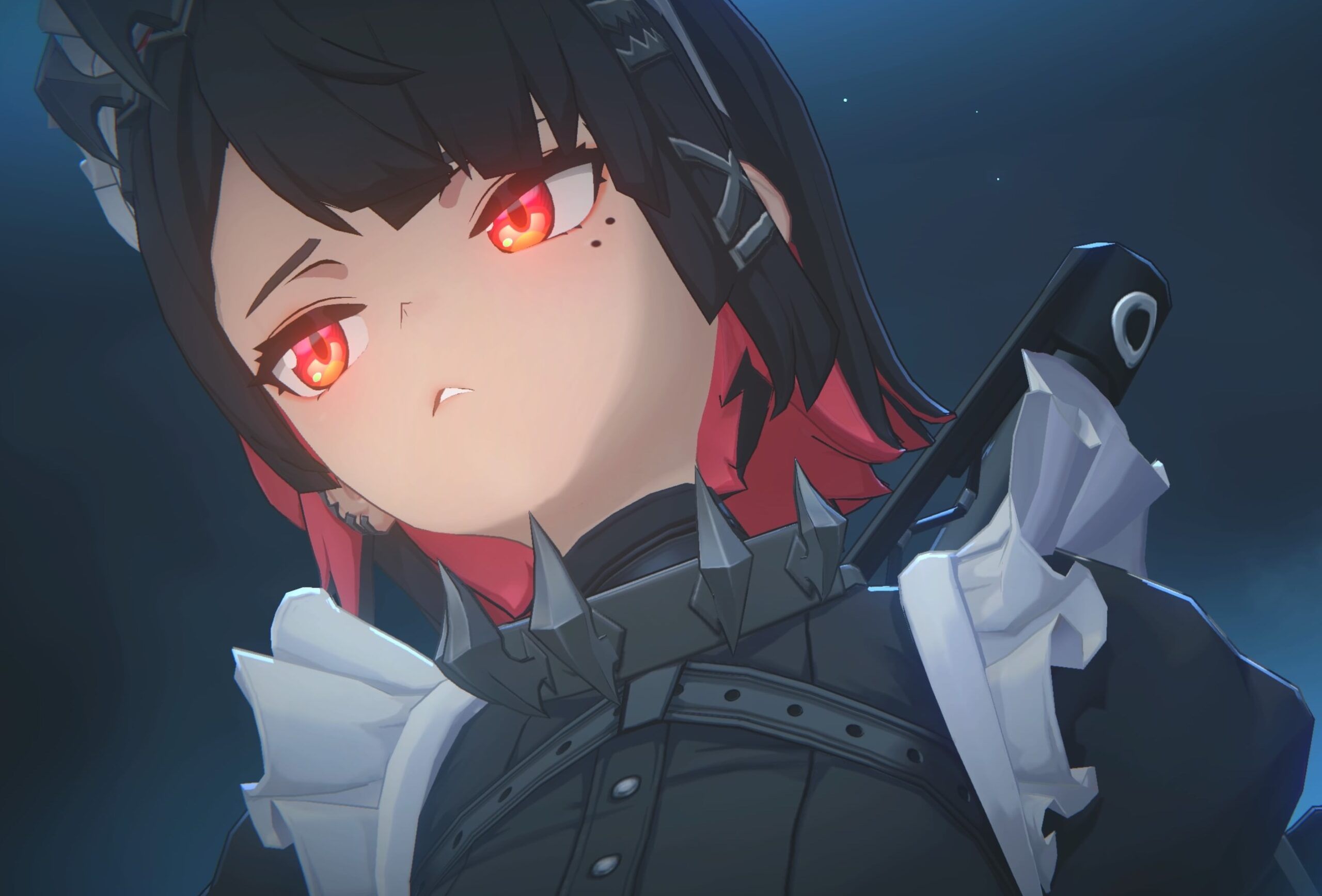 zenless zone zero reroll guide - a woman with brown hair and red eyes looks at the screen